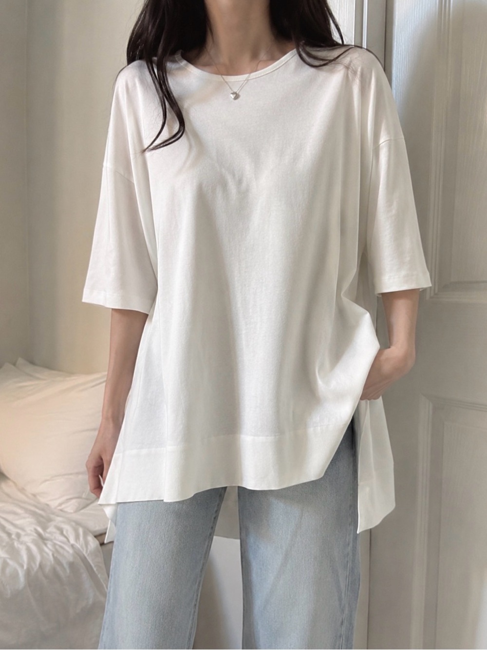 COS White Layered Short-Sleeve Crew Top